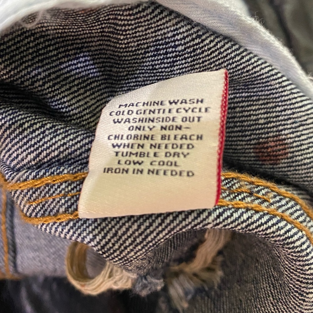 The Heritage by America 1776 Distressed Faux Leather Bleached Denim Moto Vest 2X - Picture 6 of 12